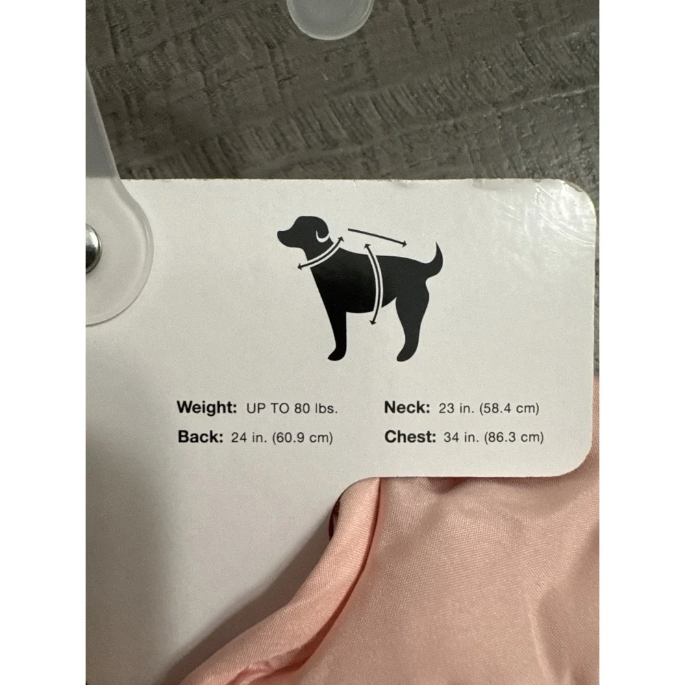 Sonoma Goods For Life Pet Puffer‎ Jacket Pink XL Dog Coat w/ Hood & Ears – New